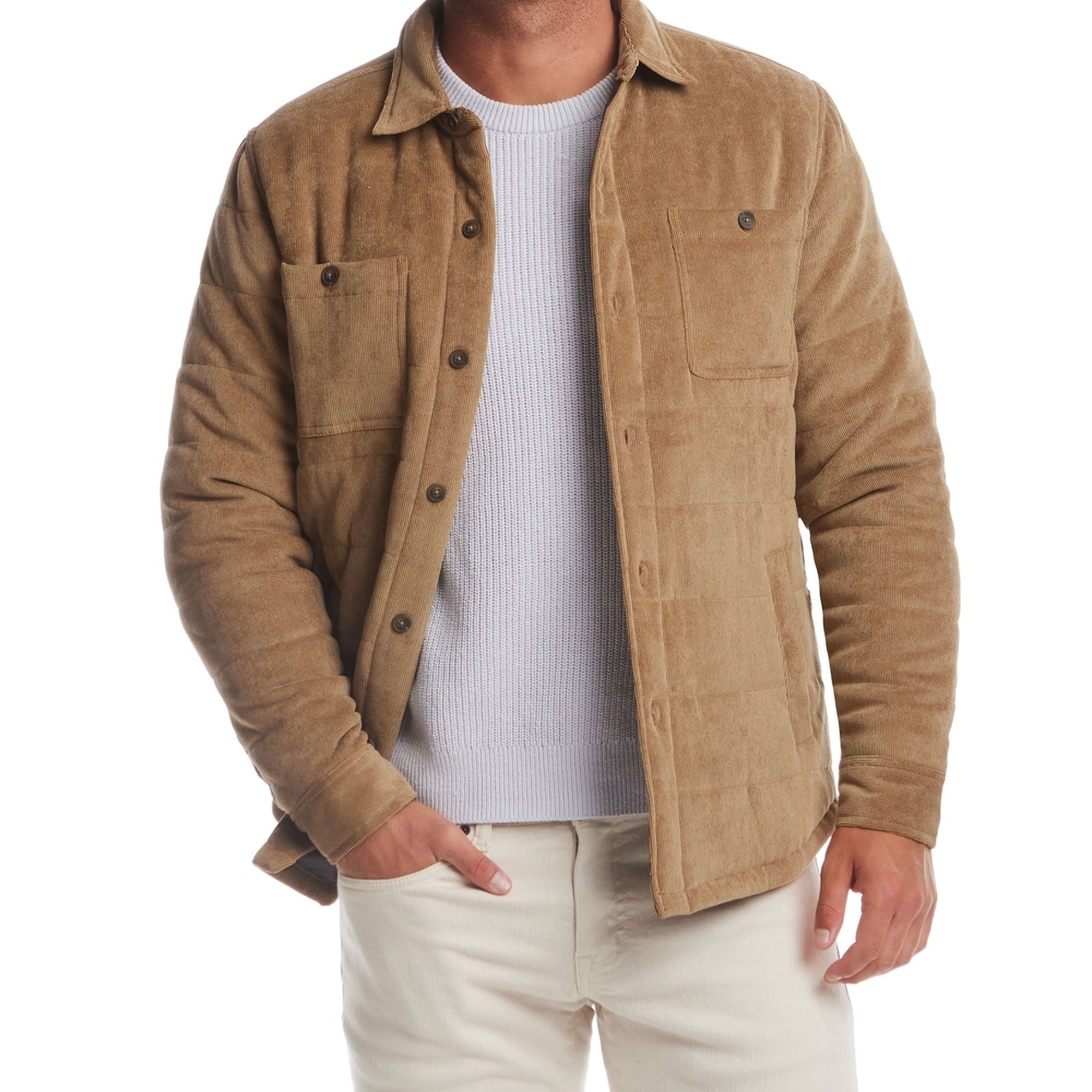 Weatherproof Vintage Men Corduroy Button-Front Quilted Jacket Kangaro Tan Jacket